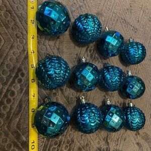 Teal Holiday  Set of 12 Unbreakable Ornaments
